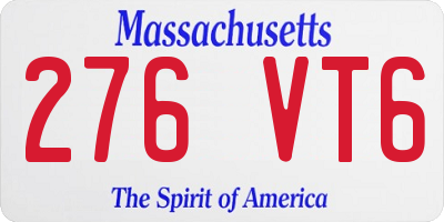 MA license plate 276VT6