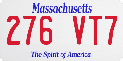 MA license plate 276VT7
