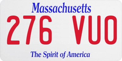 MA license plate 276VU0