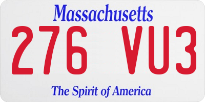 MA license plate 276VU3