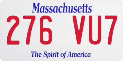 MA license plate 276VU7