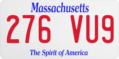 MA license plate 276VU9