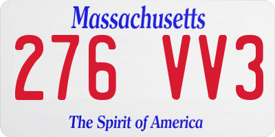 MA license plate 276VV3