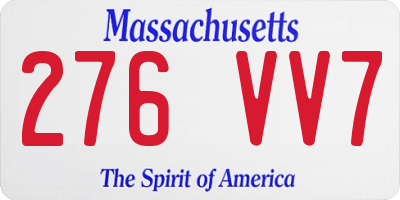 MA license plate 276VV7