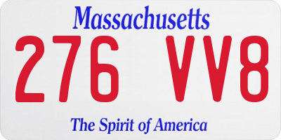 MA license plate 276VV8