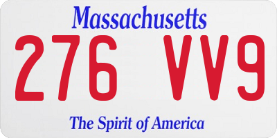 MA license plate 276VV9