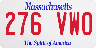 MA license plate 276VW0