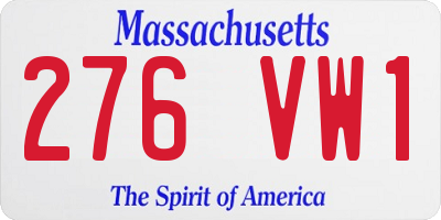MA license plate 276VW1