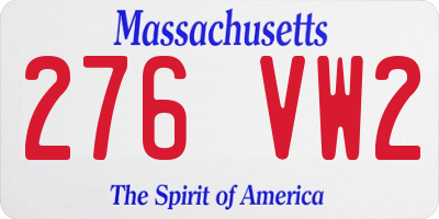 MA license plate 276VW2