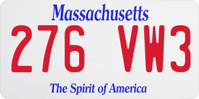 MA license plate 276VW3