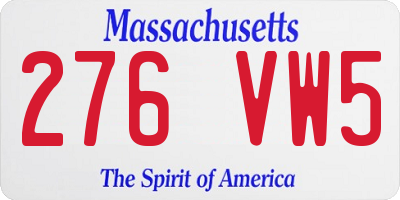 MA license plate 276VW5