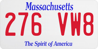 MA license plate 276VW8