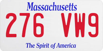 MA license plate 276VW9
