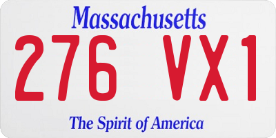 MA license plate 276VX1
