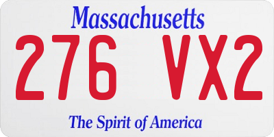 MA license plate 276VX2