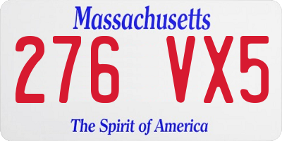MA license plate 276VX5