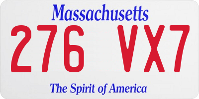 MA license plate 276VX7