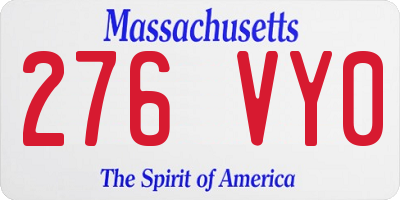MA license plate 276VY0