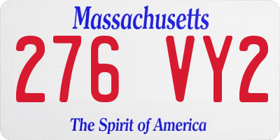 MA license plate 276VY2