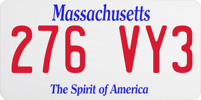 MA license plate 276VY3