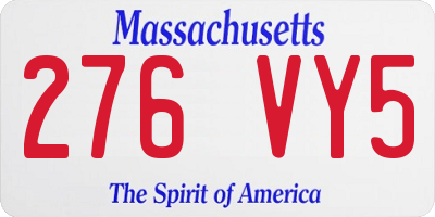 MA license plate 276VY5