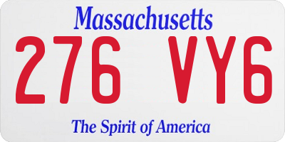 MA license plate 276VY6