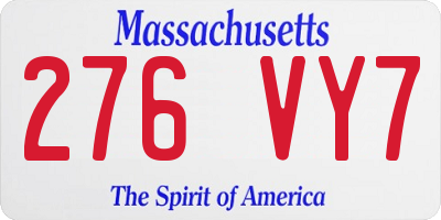 MA license plate 276VY7