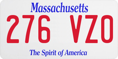 MA license plate 276VZ0