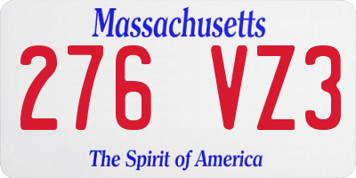 MA license plate 276VZ3
