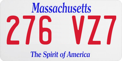 MA license plate 276VZ7