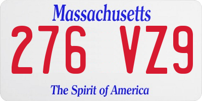 MA license plate 276VZ9