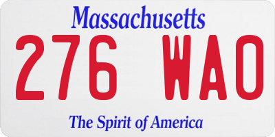 MA license plate 276WA0