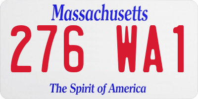 MA license plate 276WA1