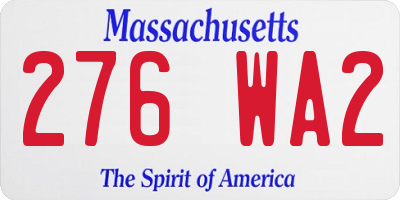 MA license plate 276WA2