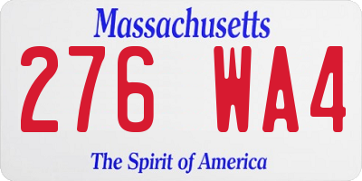 MA license plate 276WA4