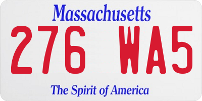 MA license plate 276WA5