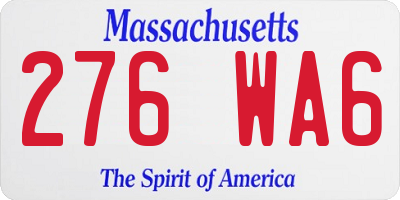 MA license plate 276WA6
