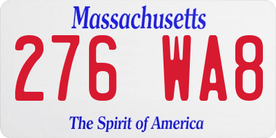 MA license plate 276WA8