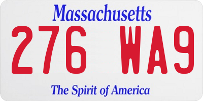 MA license plate 276WA9