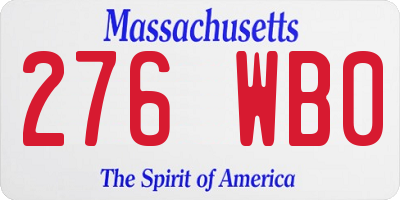 MA license plate 276WB0