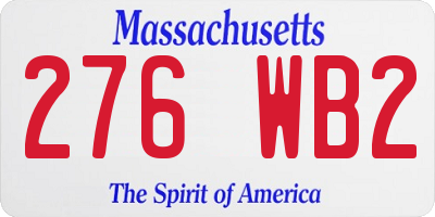 MA license plate 276WB2