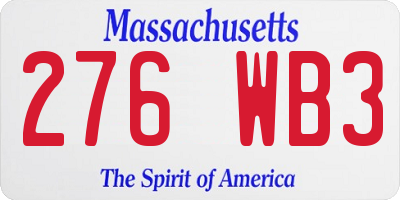 MA license plate 276WB3