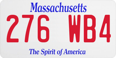 MA license plate 276WB4