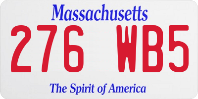 MA license plate 276WB5