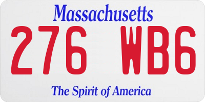 MA license plate 276WB6