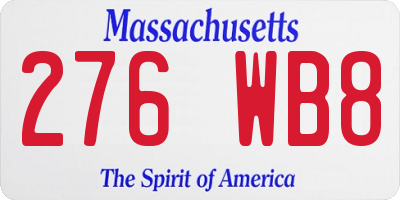 MA license plate 276WB8