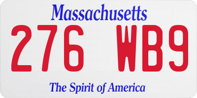 MA license plate 276WB9