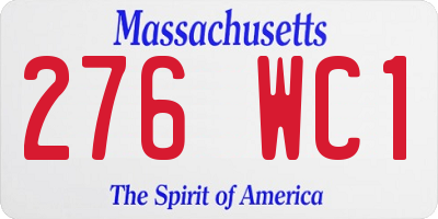 MA license plate 276WC1