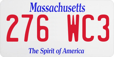 MA license plate 276WC3