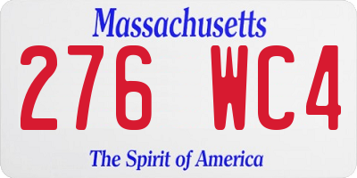 MA license plate 276WC4